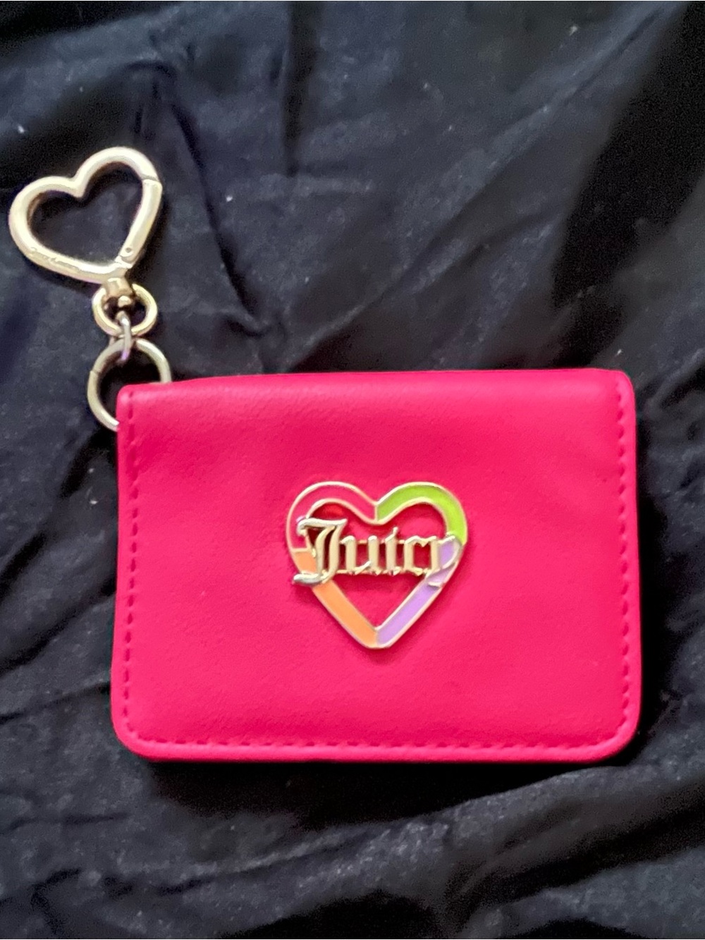 Juicy Couture Bright Pink Heart Keychain Card Holder